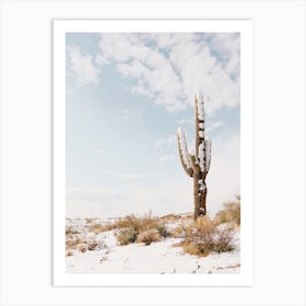 Snowy Saguaro Desert Art Print