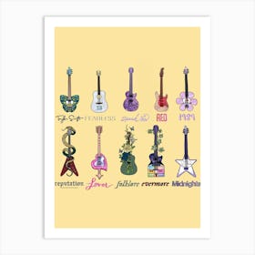 Guitars taylor swift album titles 1 Art Print