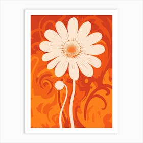 Daisy On Orange Background Art Print