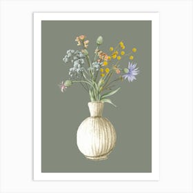 Wild Flowers In Beige Vase Art Art Print