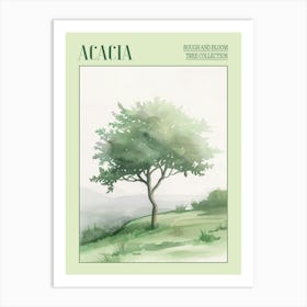 Acacia Tree Atmospheric Watercolour Painting 3 Poster Art Print