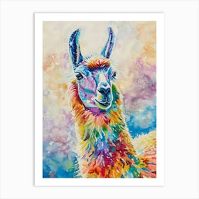 Llama Colourful Watercolour 4 Art Print