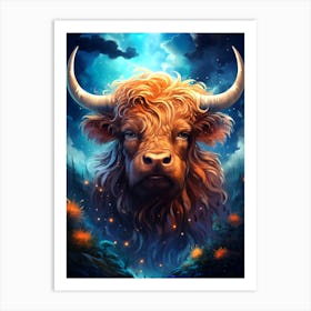 Highland Cow Bull Art Print