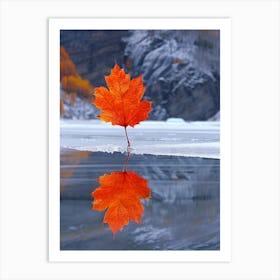 Maple Leaf On Ice Art Print