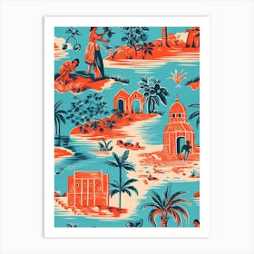 Goa India, Inspired Travel Pattern 4 Art Print