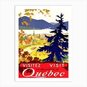 Quebec, Canada, Vintage Travel Poster Art Print