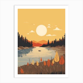 Autumn , Fall, Landscape, Inspired By National Park in the USA, Lake, Great Lakes, Boho, Beach, Minimalist Canvas Print, Travel Poster, Autumn Decor, Fall Decor 14 Art Print