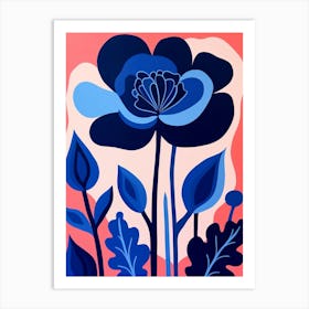 Blue Flower Illustration Tulip 1 Art Print