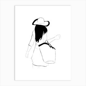 Girl With Hat And Bag Art Print