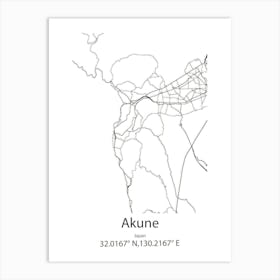 Akune,Japan Minimalist Map Art Print