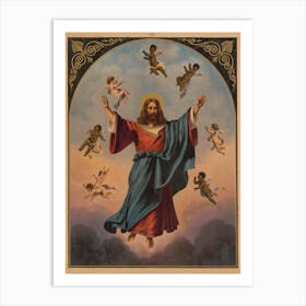 Christ In Majesty With Cherubs Christian Art Print