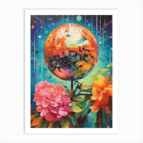 Disco Ball And Flowers And Pearls Still Life 2 Art Print