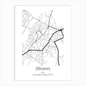 Olivares,Spain Minimalist Map Art Print