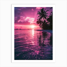 purple Sunset On The Beach Art Print