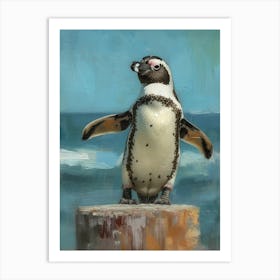 Galapagos Penguin St Kilda Breakwater Colour Block Painting 3 Art Print