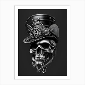 Skull With Steampunk Details Pink 1 Stream Punk Art Print