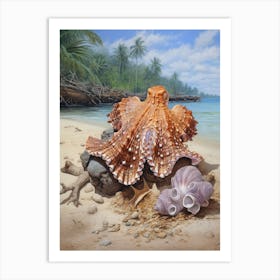 Coconut Octopus Illustration 1 Art Print