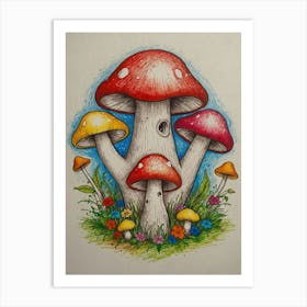 Mushroom Painting Art Print