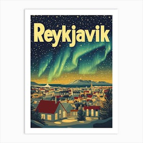 Aihrgdesign A 1970s Inspired Travel Poster For Reykjavik 2 Art Print