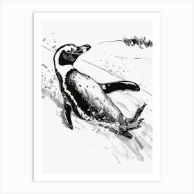 African Penguin Sliding Down Snowy Slopes 5 Art Print