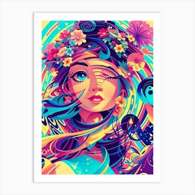 Psychedelic Girl Art Print