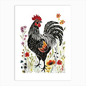 Rooster In The Field Art Print