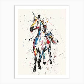 Paint Splash Rainbow Unicorn 3 Art Print