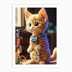 Cat In A Lab 3d Print Art Print