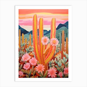 Cactus In The Desert Painting Chamaecereus Silvestrii 2 Art Print