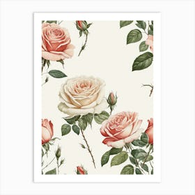 Vintage Galleria Style Rose Art Painting 9 Art Print