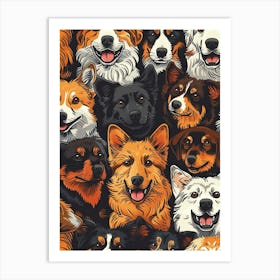 Perfectly Repeatable Artwork With Cute Dog Faces 21 Art Print