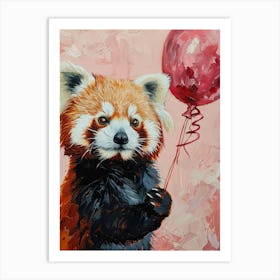 Cute Red Panda 7 With Balloon Art Print