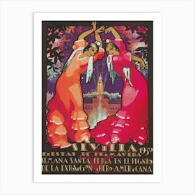 Flamenco Dancers in Seville Spain Vintage Poster Art Print