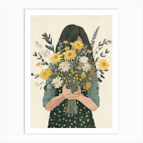 Spring Girl With Yellow Flowers 6 Art Print