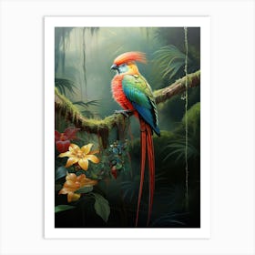 Emerald Majesty: Quetzal Jungle Bird Decor Art Print