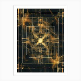 Abstract Golden Square Art Print