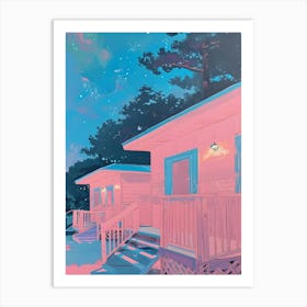 Pink Cabins Art Print