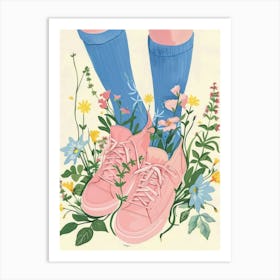 Pink Sneakers And Flowers 9 Art Print