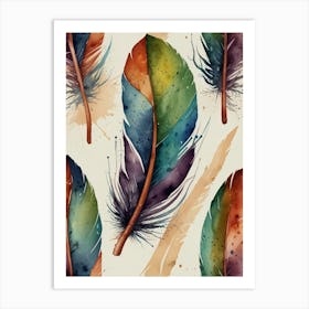 Watercolor Feathers Art Print