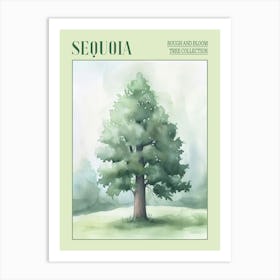 Sequoia Tree Atmospheric Watercolour Painting 1 Poster Art Print