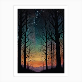 Sunset In The Woods 2 Art Print