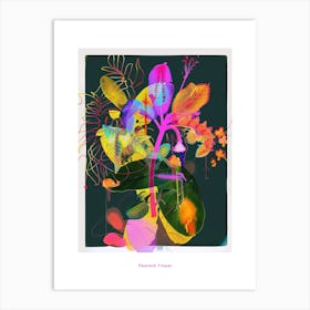 Peacock Flower (Caesalpinia) 3 Neon Flower Collage Poster Art Print