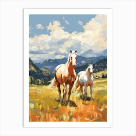Horses Painting In Rocky Mountains Colorado, Usa 4 Art Print