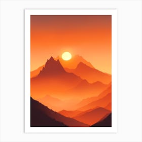 Misty Mountains Vertical Composition In Orange Tone 35 Art Print