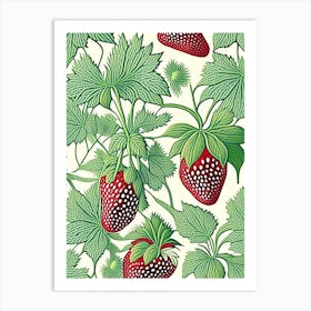 Alpine Strawberries, Plant, William Morris Style 3 Art Print