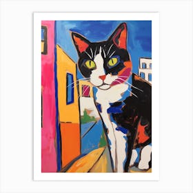 Painting Of A Cat In Paphos Cyprus 1 Art Print