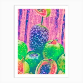 Feijoa 1 Risograph Retro Poster Fruit Art Print