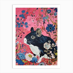 Floral Animal Painting Guinea Pig 2 Art Print