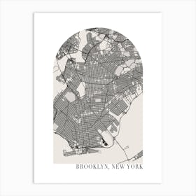 Brooklyn New York Boho Minimal Arch Street Map Art Print