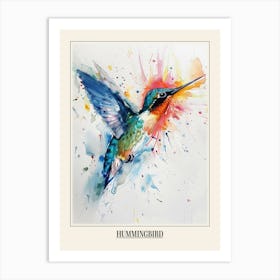 Hummingbird Colourful Watercolour 4 Poster Art Print